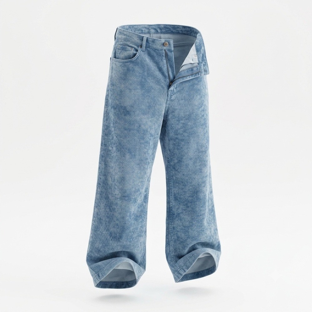 BDG Urban Outfitters High & Wide Corduroy Pants Acid Wash Blue Size 31